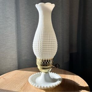 Elegant White Hobnail Glass Lamp